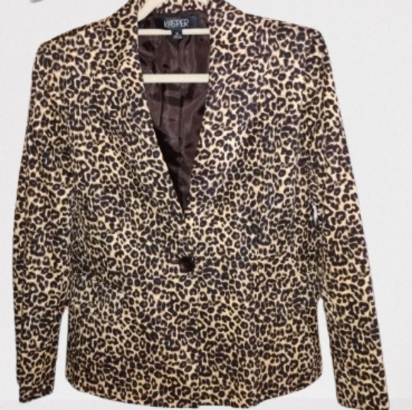 LIKE NEW Kasper Leopard Print Blazer – Size 14, Winter Statement Piece - Picture 1 of 4